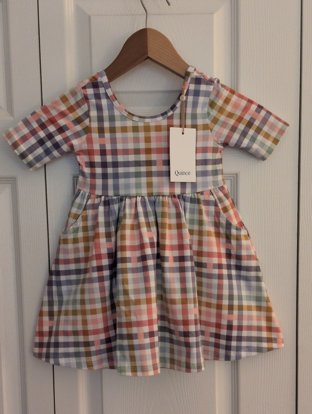 Quince Pastel Plaid Cotton Dress in Pink, Blue, Green, Yellow